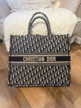 Dior Navy and Cream Large Book Tote
